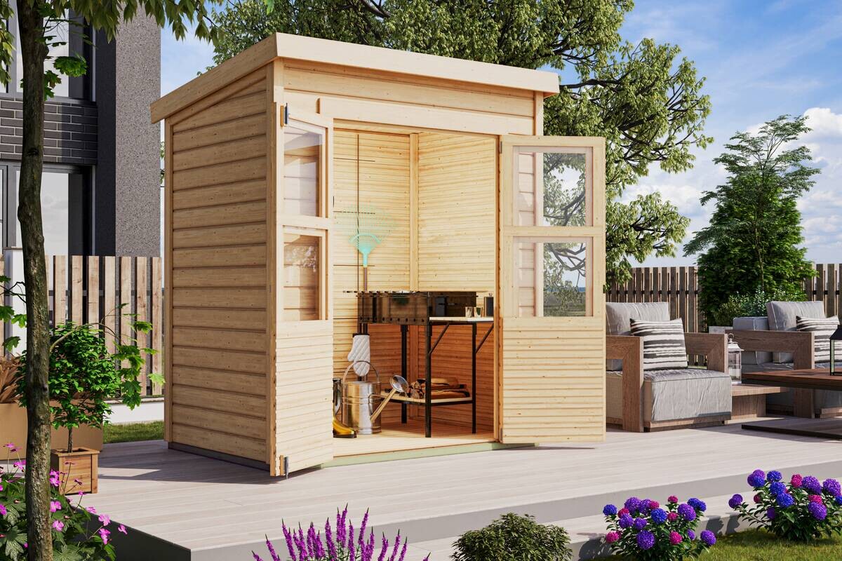 Karibu Gartenhaus Tony 0 natur B/H/T: ca. 182x219x126 cm