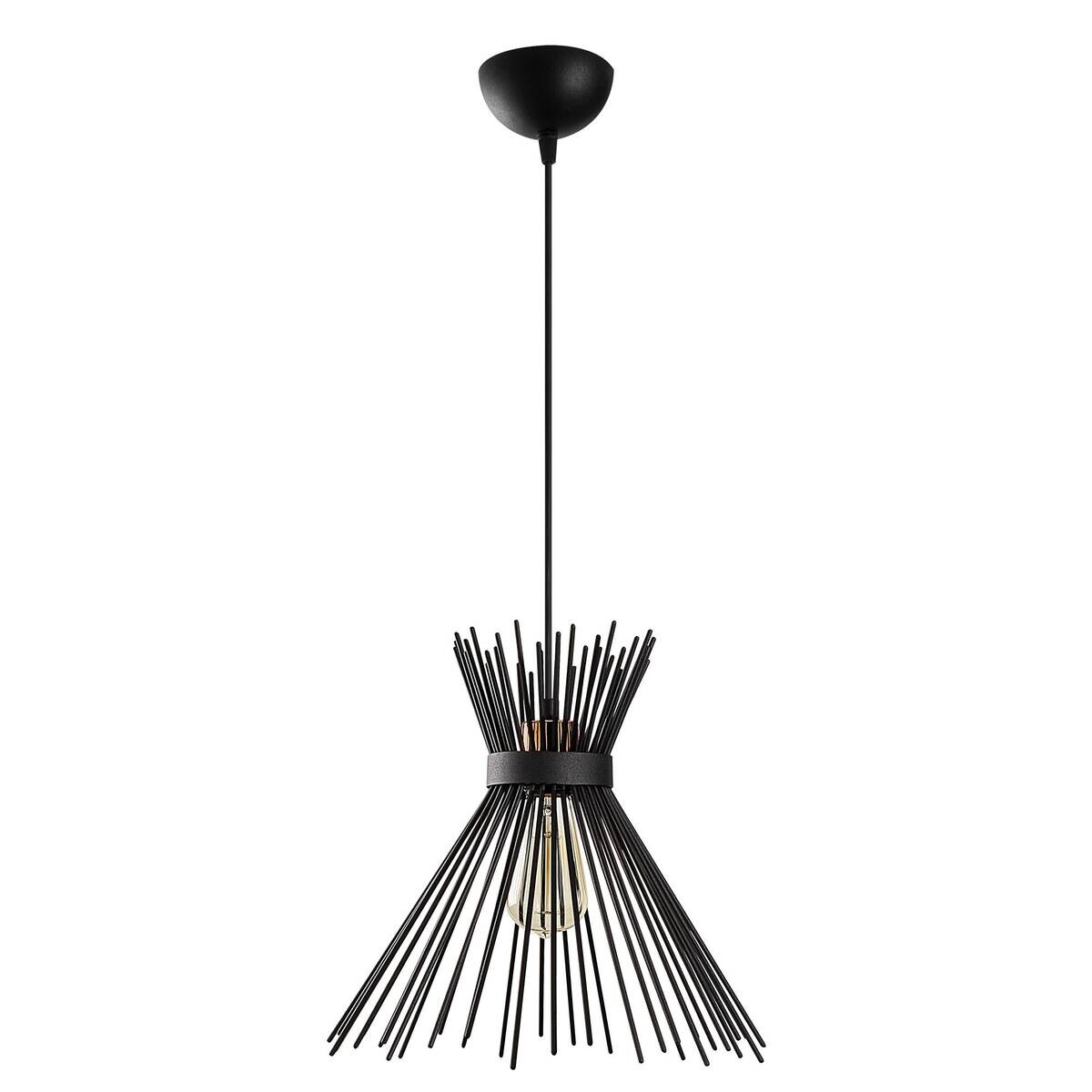 Opviq Pendelleuchte Kirpi schwarz Eisen B/H/T/L/D: ca. 34x131x34x34x34 cm E27 1 Brennstellen