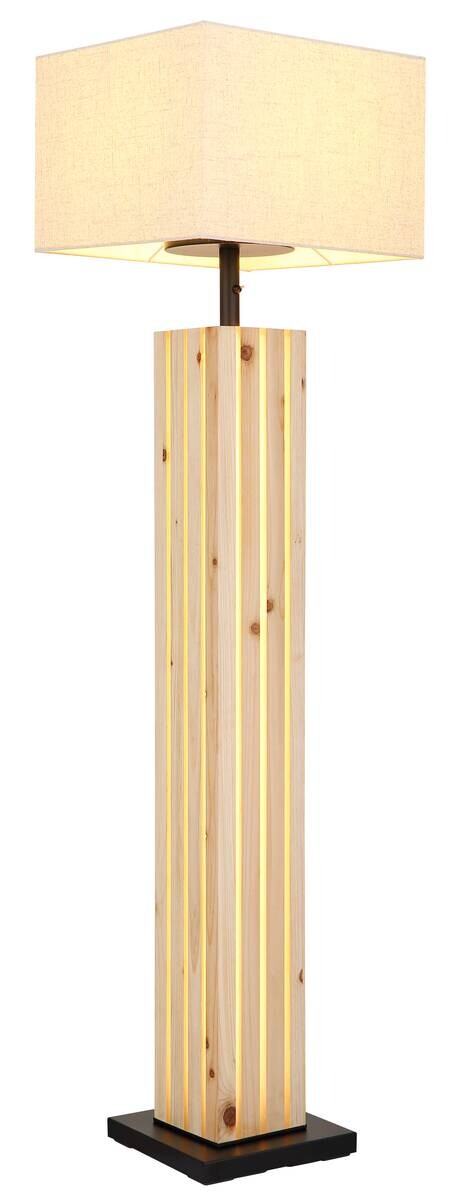 GLOBO Stehleuchte ADAN natur Leinen Holz B/H/T: ca. 38x149,2x38 cm E27 1 Brennstellen