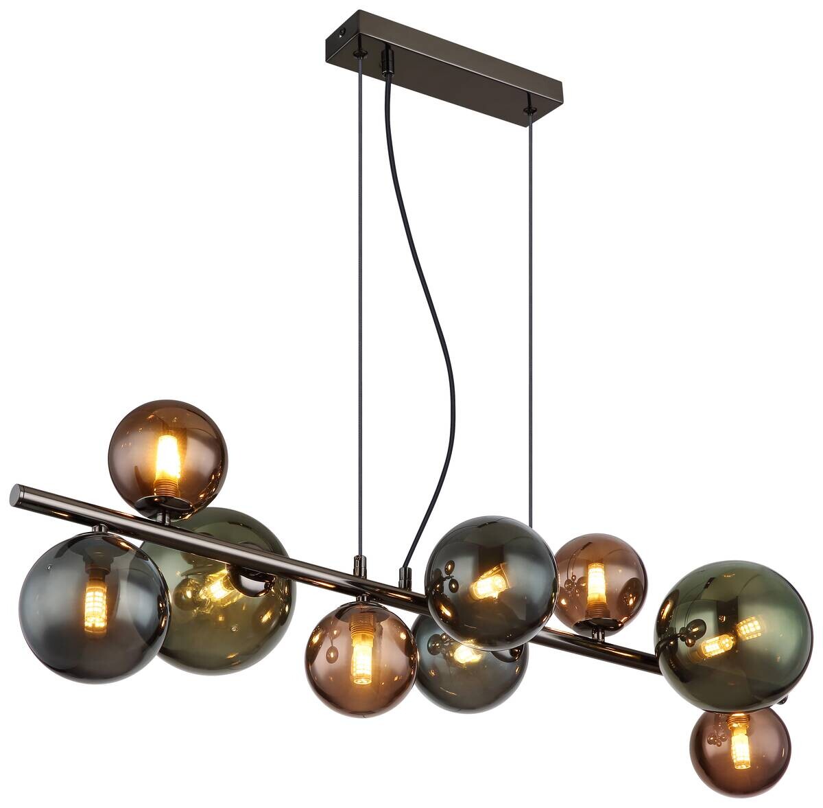 GLOBO Pendelleuchte grün grau Metall B/H/L: ca. 36x120x86 cm G9 9 Brennstellen