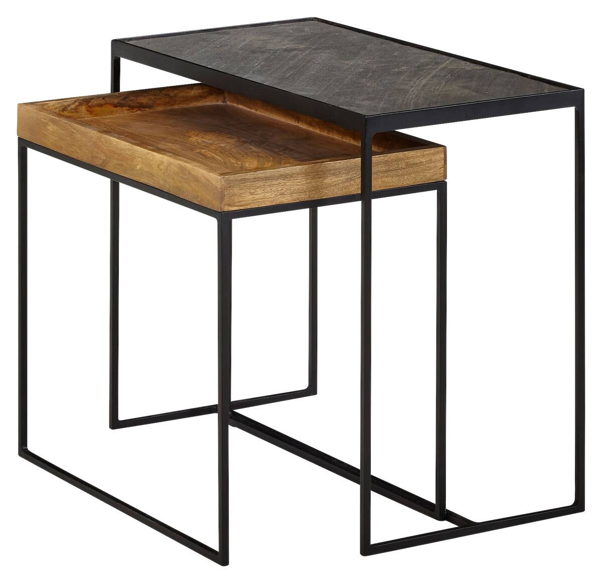 Beistelltisch 2er-Set. braun Holz B/H/T: ca. 60x50x30 cm
