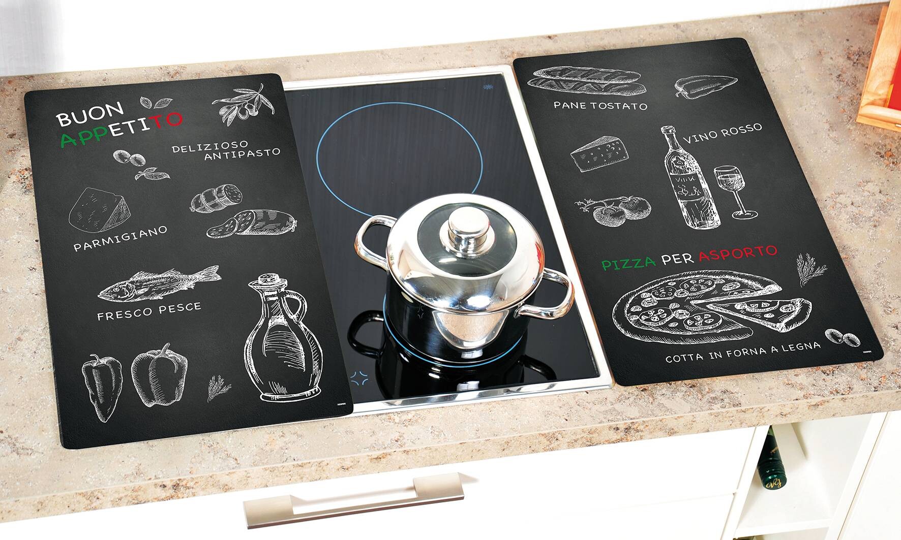 Kesper Herdabdeckplatte Ristorante bunt Glas B/L: ca. 30x52 cm