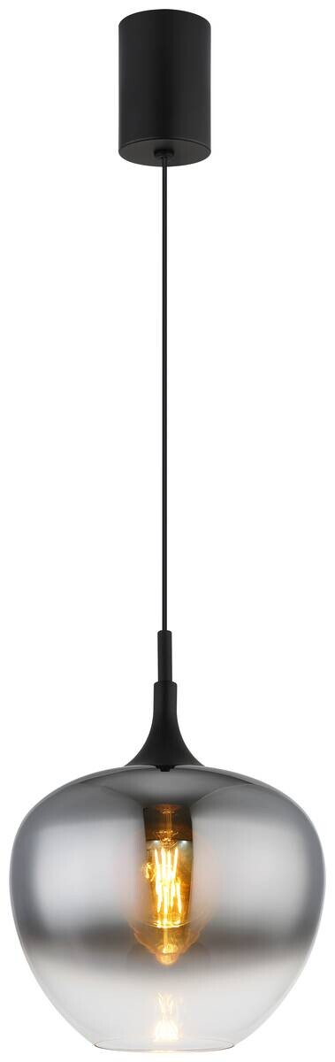 GLOBO Pendelleuchte Rauch schwarz Metall Glas H/D: ca. 150x29 cm E27 1 Brennstellen