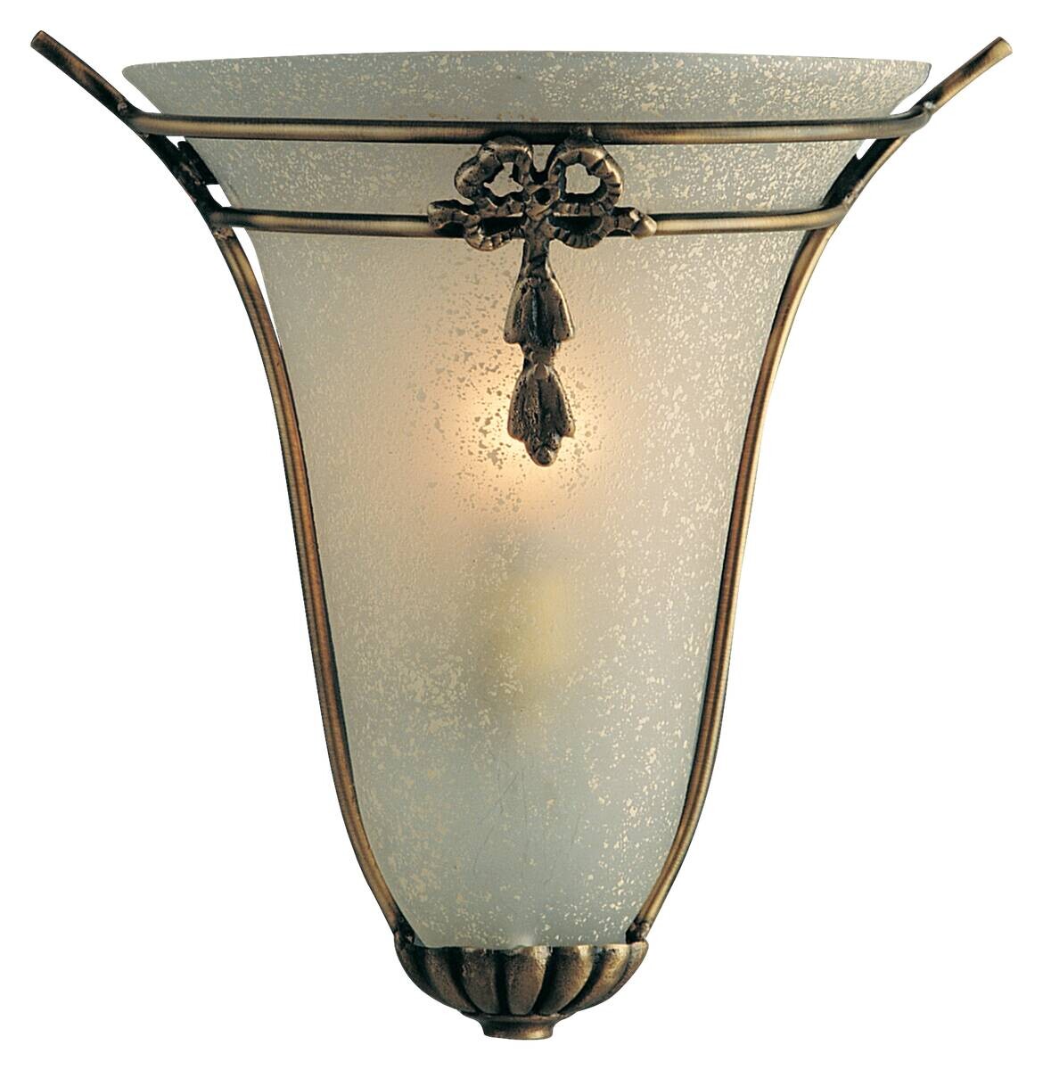 Searchlight Wandleuchte Nashville messing Stahl Glas B/H/T: ca. 25x28x12 cm E14 1 Brennstellen