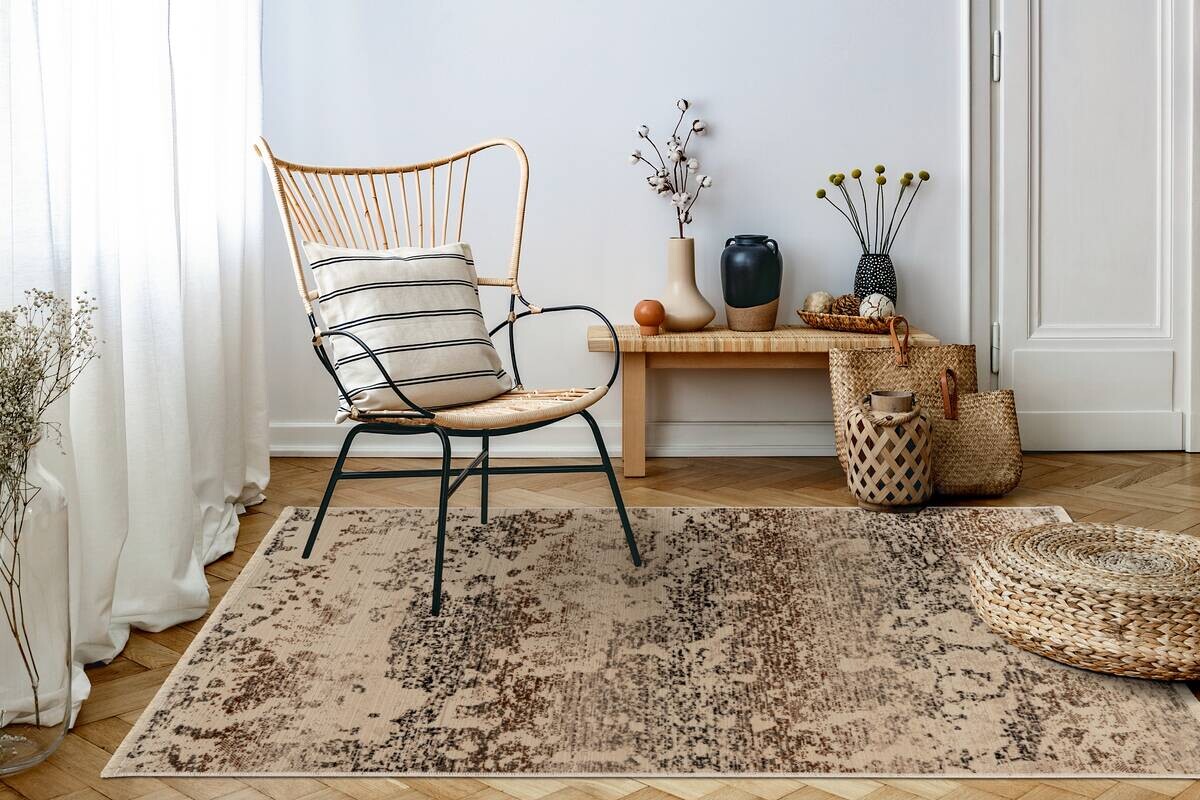 Kayoom Kurzflorteppich Charin 225 beige B/H/L: ca. 80x0,35x150 cm