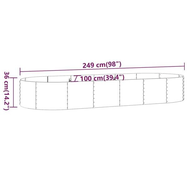 Hochbeet grau Stahl B/H/L: ca. 100x36x249 cm