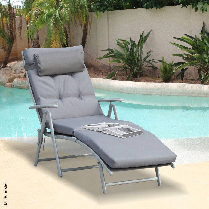 Outsunny Sonnenliege grau Metall B/H/L: ca. 64x101x180 cm