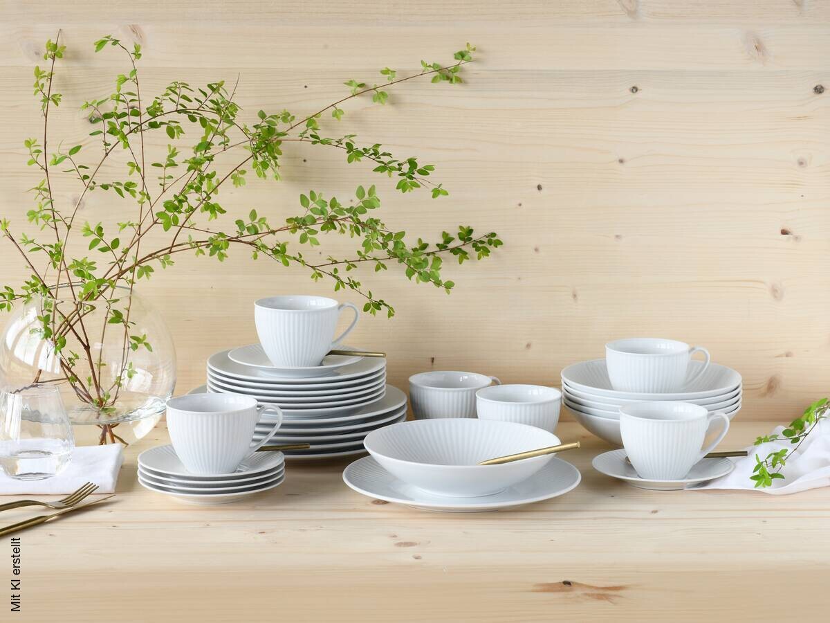 CreaTable Kombiservice Valencia weiß Porzellan 30 tlg.