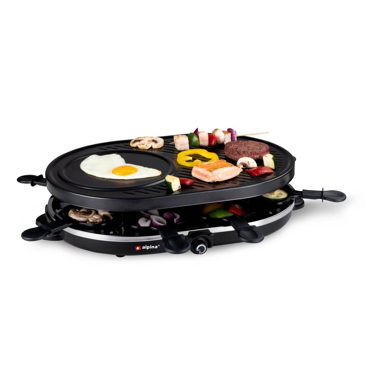 alpina Raclette-Grill schwarz Metall B/H/L: ca. 47,5x12x32 cm