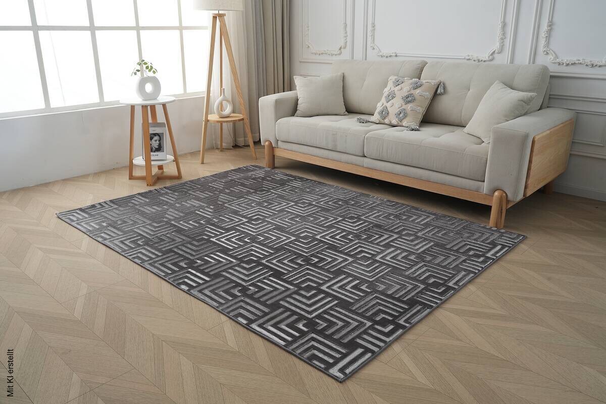 Kayoom Teppich Calma 325 anthrazit B/L: ca. 160x220 cm