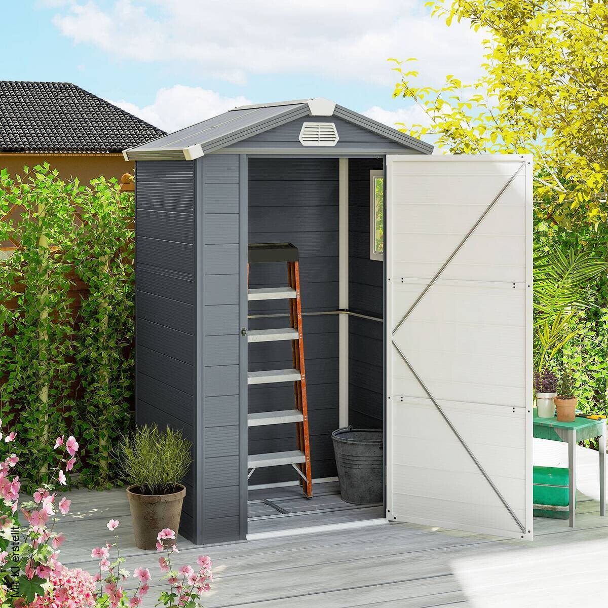 Outsunny Gartenhaus dunkelgrau B/H/T/L: ca. 102x208x102x133 cm