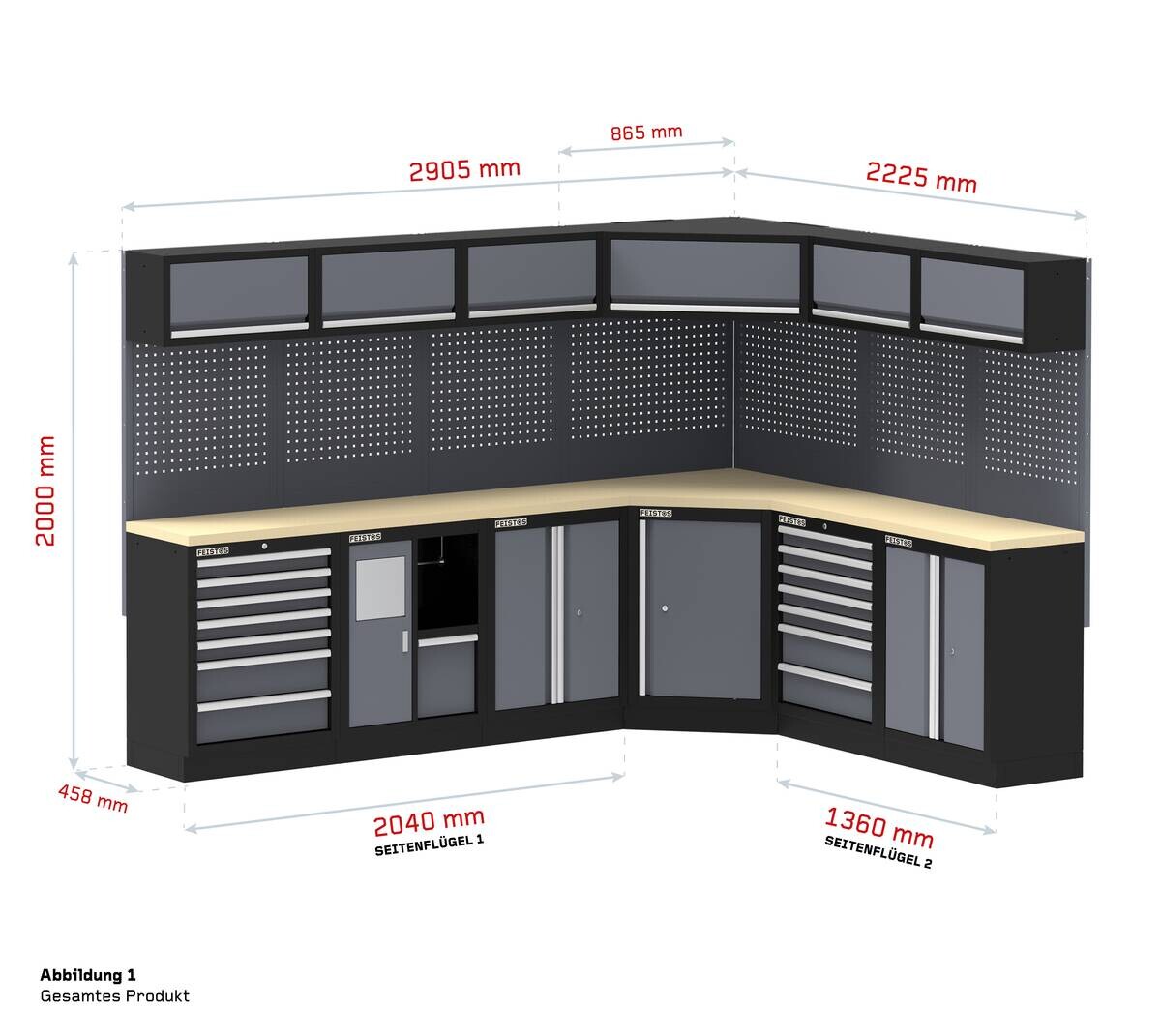 Werkstatteinrichtung Apollo anthrazit B/H/L: ca. 513x200x46 cm