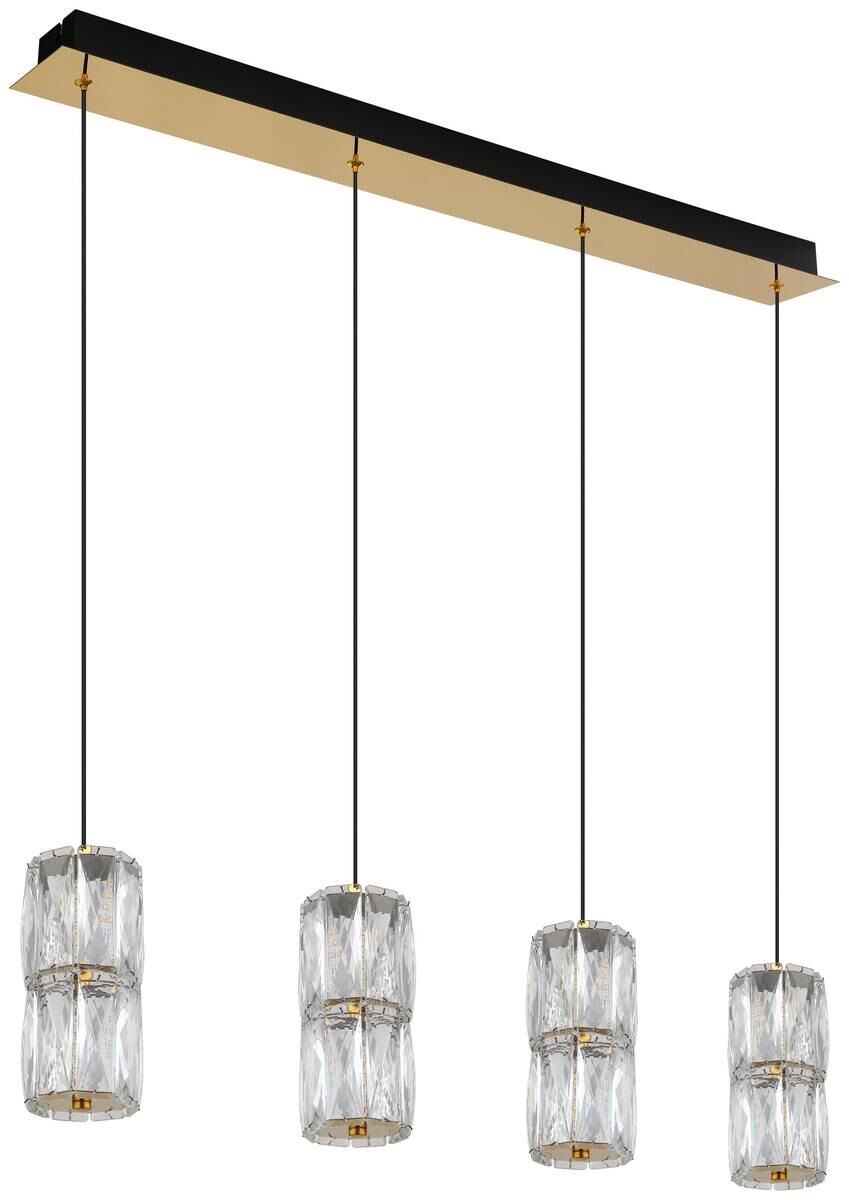 GLOBO Pendelleuchte mattschwarz gold klar Glas Metall B/H/T/L: ca. 9,5x150x84,5x84,5 cm 1 Brennstellen