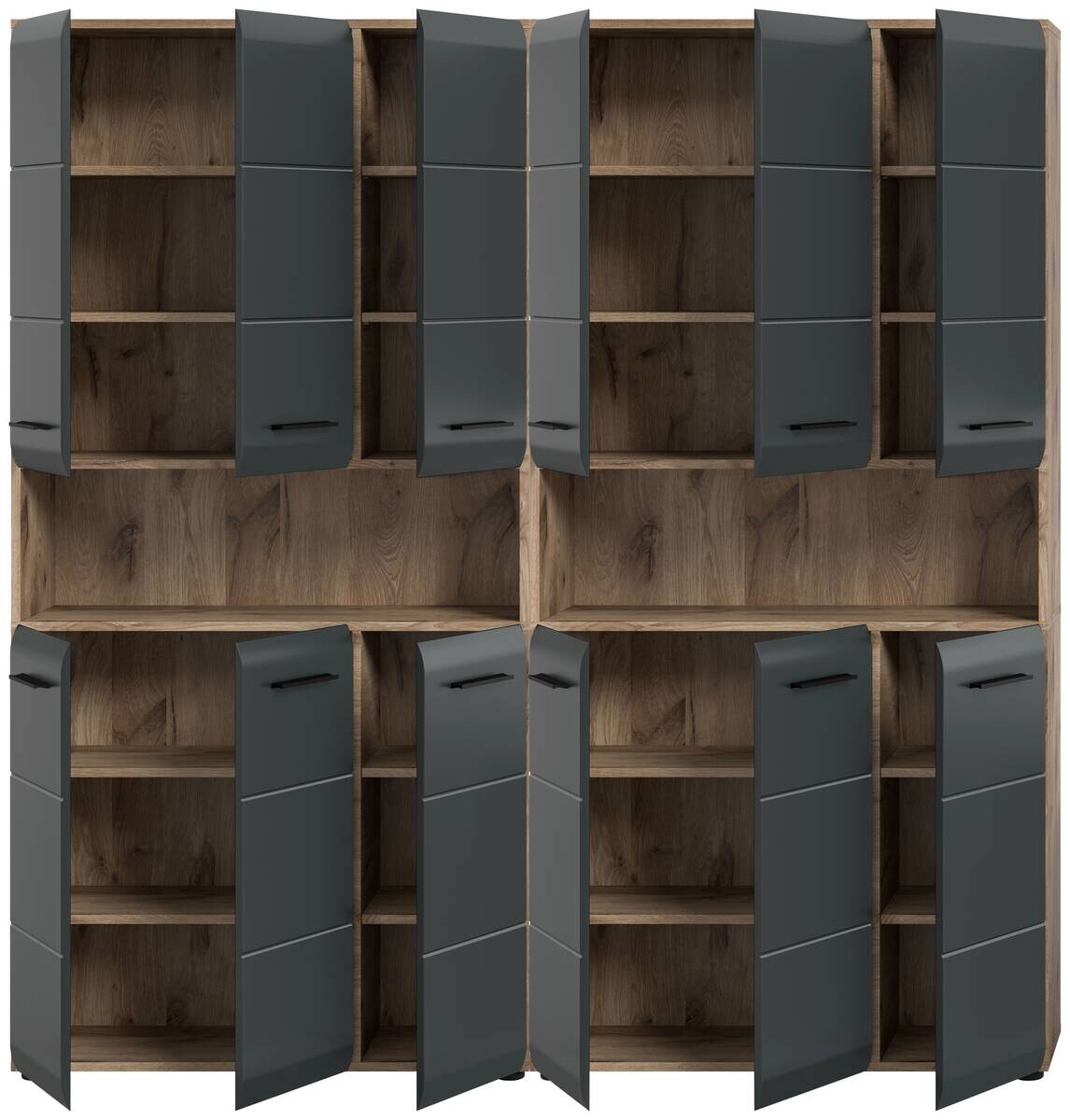 Badezimmer-Set Ice Nox Oak Nachbildung schwarz matt B/H/T: ca. 180x185x30 cm