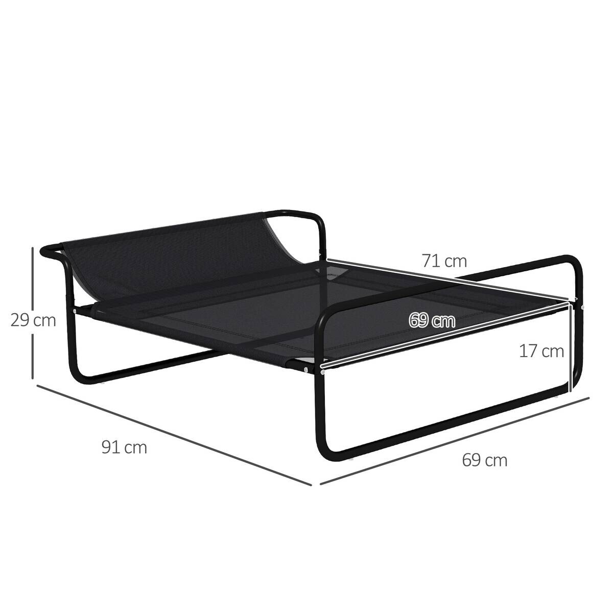 PawHut Hundeliege schwarz Stahl B/H/L: ca. 69x29x91 cm
