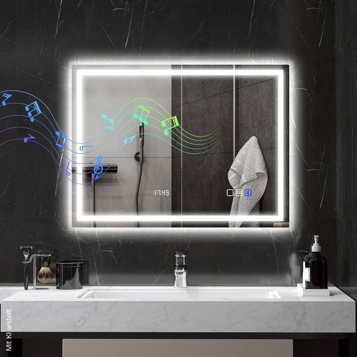 HOMCOM LED-Bad-Spiegel silber B/H/L: ca. 60x3,5x80 cm