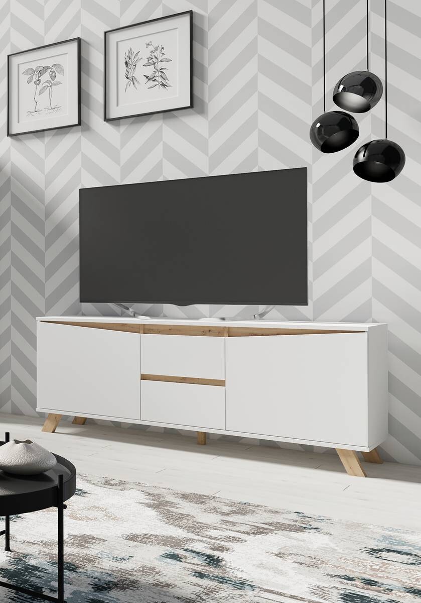 TV-Board VALENTIN weiß Eiche Nachbildung B/H/T: ca. 160x60x38 cm