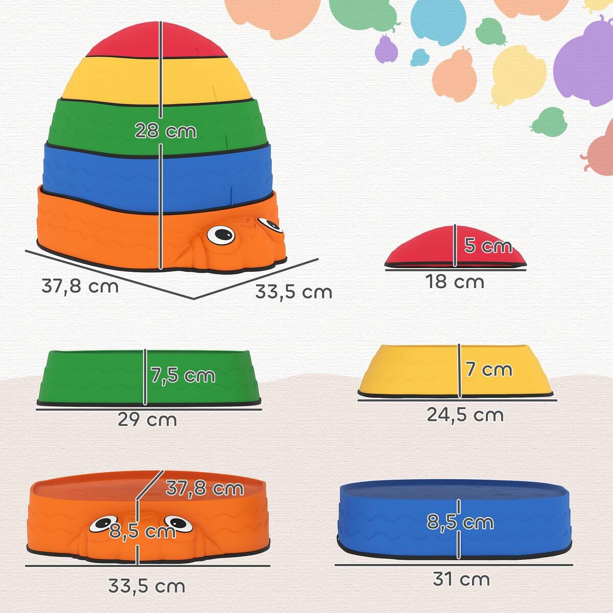 AIYAPLAY Balanciersteine mehrfarbig B/H/L: ca. 33,5x28x37,8 cm