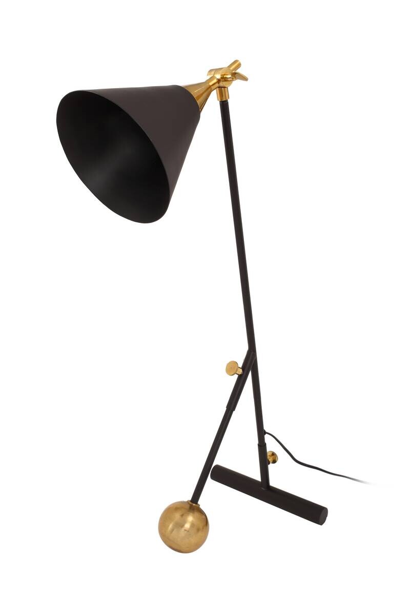 Kayoom Tischleuchte schwarz gold Eisen Messing Aluminium B/H/L: ca. 16x76x50 cm E27 1 Brennstellen