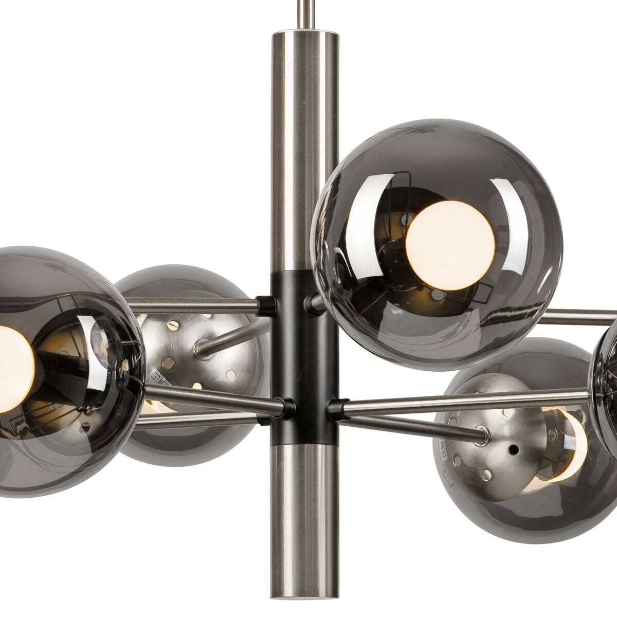 Lamkur Deckenleuchte Chrom Stahl Glas B/H/L: ca. 66x68x66 cm E14 8 Brennstellen