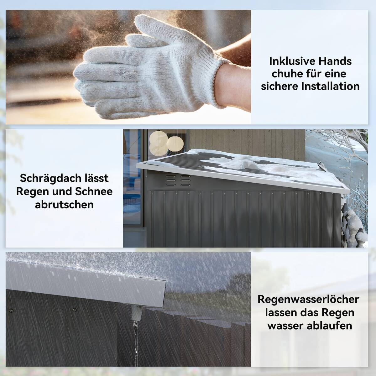 Outsunny Gartenschuppen dunkelgrau B/H/T/L: ca. 177x190x177x260 cm