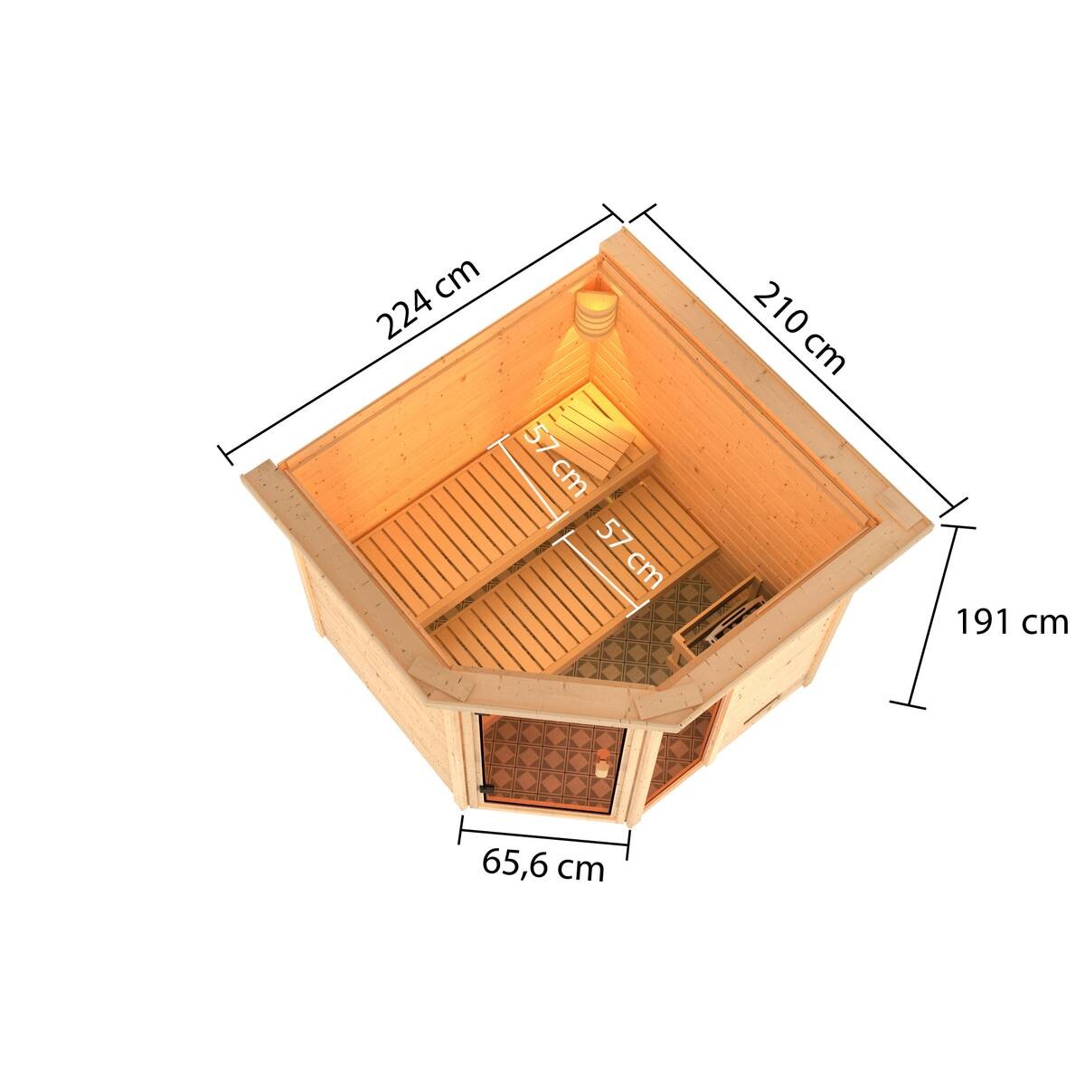 Karibu Sauna Seppel Eck natur B/H/T: ca. 196x187x196 cm