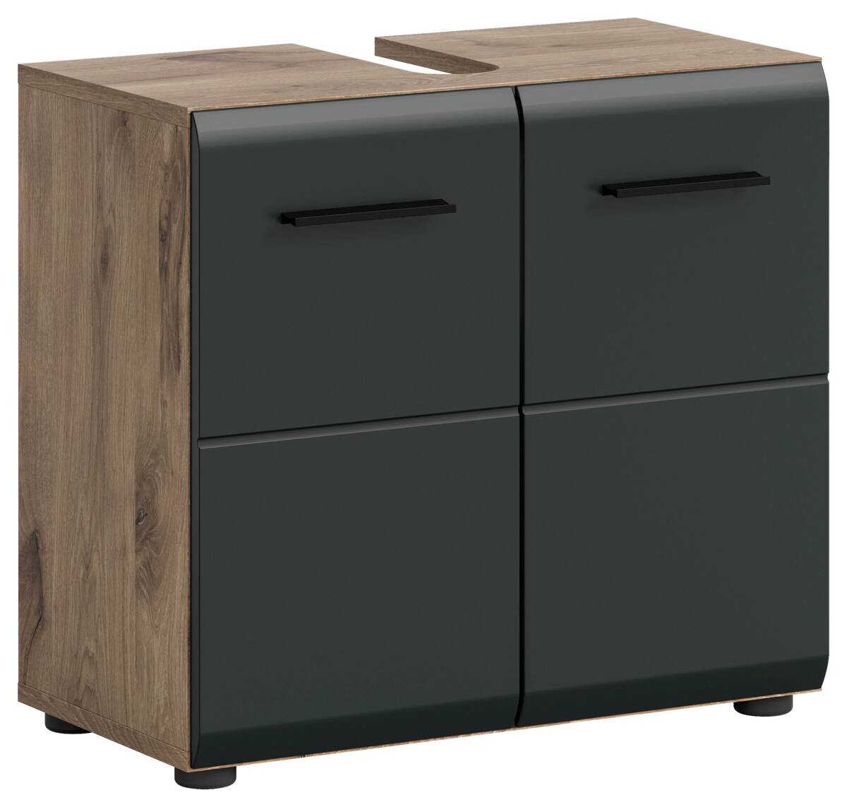 Waschbeckenunterschrank Ice Nox Oak Nachbildung schwarz matt B/H/T: ca. 60x54x30 cm