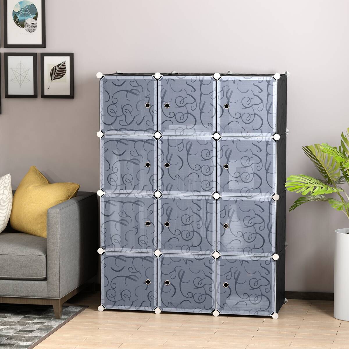 HOMCOM Kleiderschrank schwarz Polypropylen B/H/L: ca. 47x111x145 cm