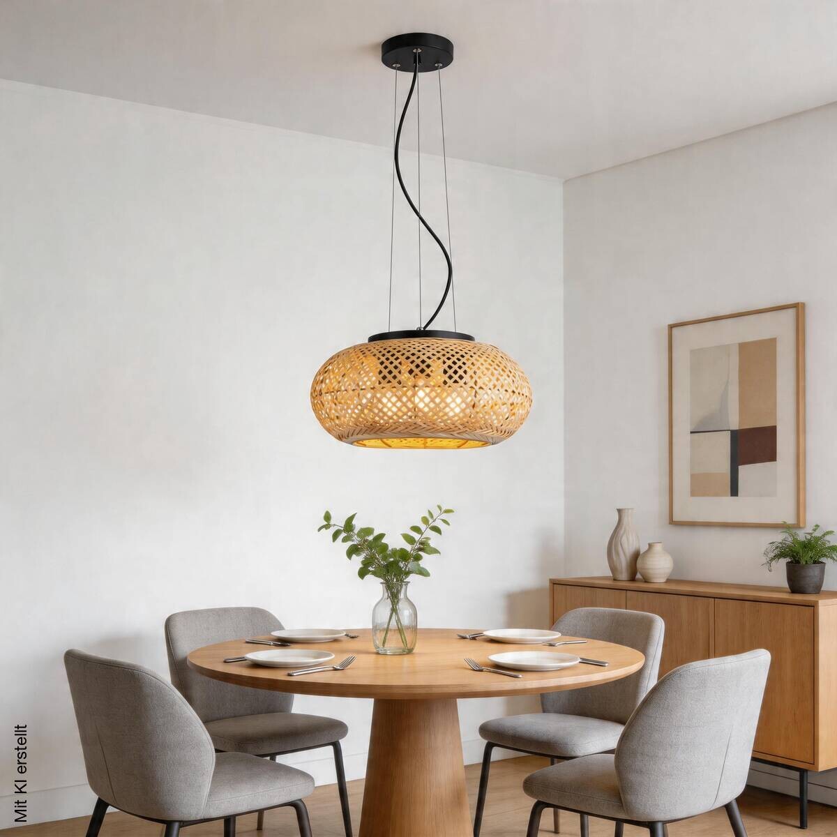 Pendelleuchte natur Bambus H/D: ca. 120x40 cm E27 3 Brennstellen
