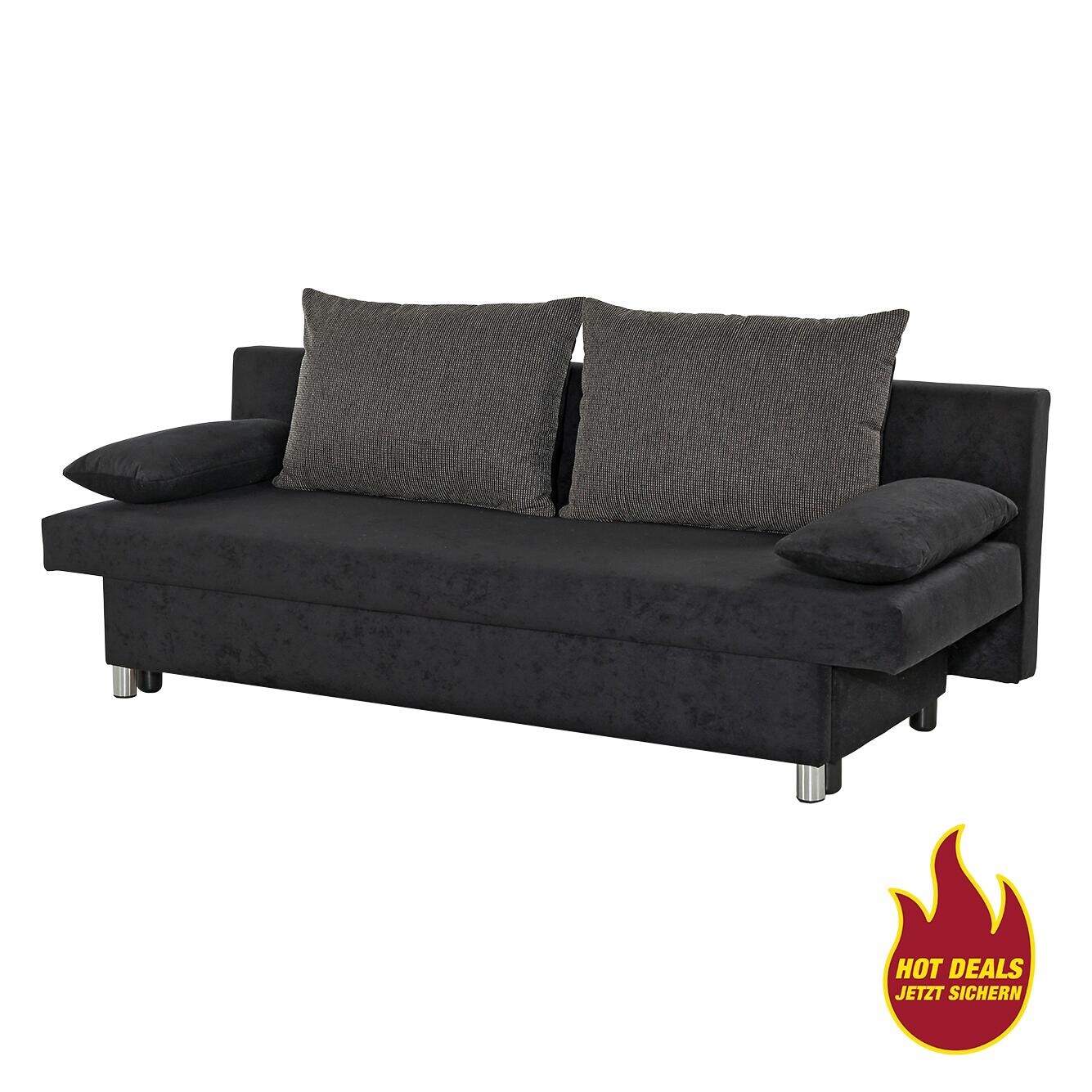 Schlafsofa grauschwarz Microfaser B/H/T: ca. 191x82x80 cm
