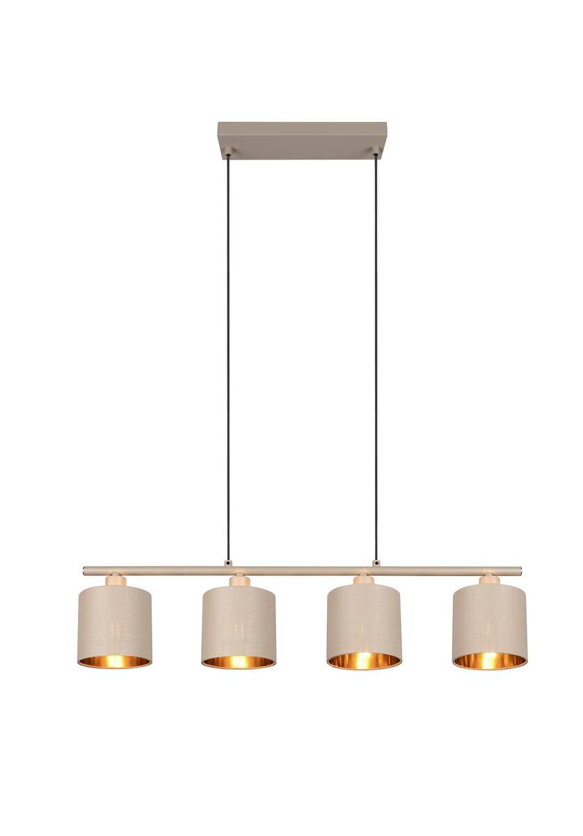 Reality Pendelleuchte Tommy beige Metall Stoff B/H/L: ca. 12x15x75 cm E14 4 Brennstellen