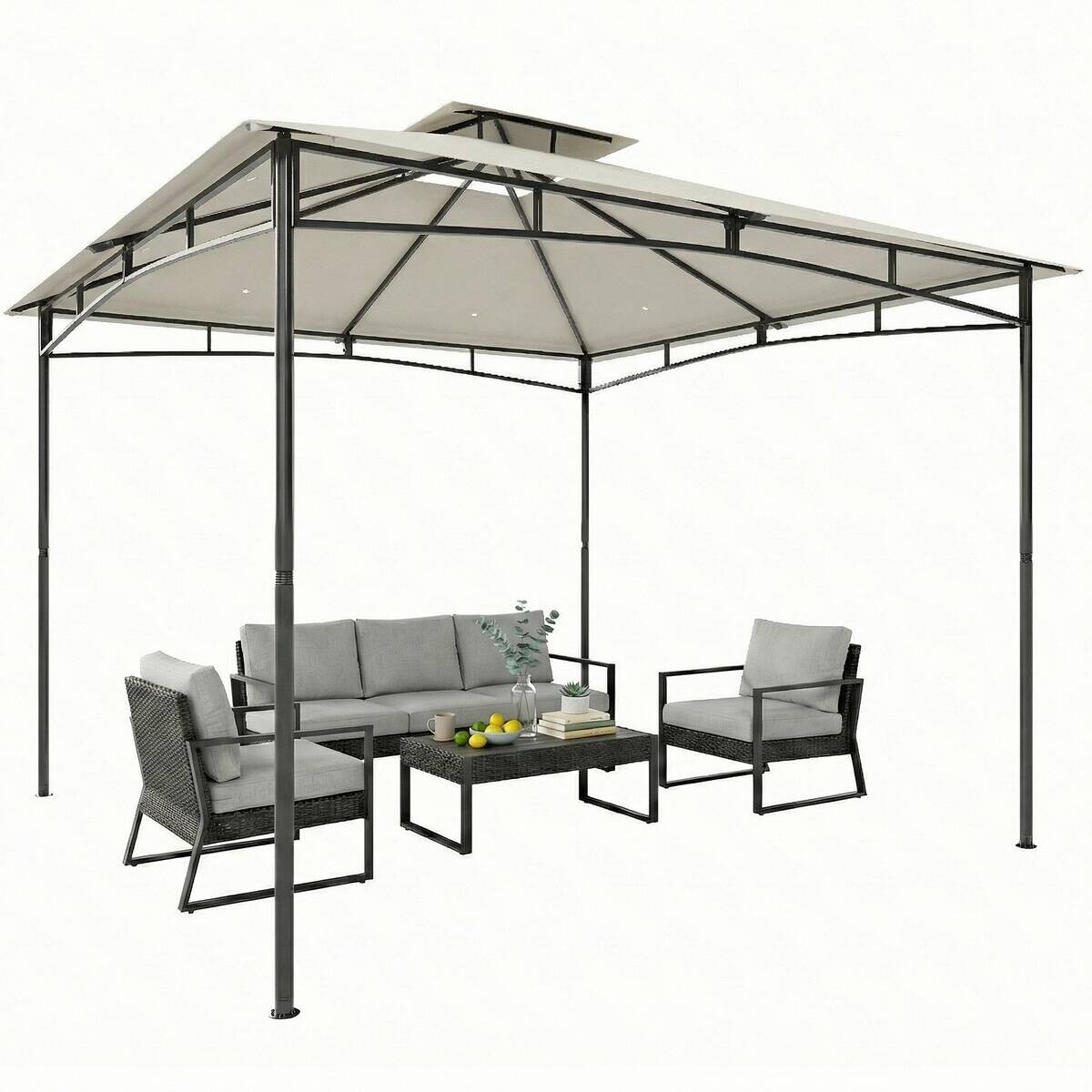 Outsunny Pavillon creme Polyester B/H/L: ca. 300x285x300 cm