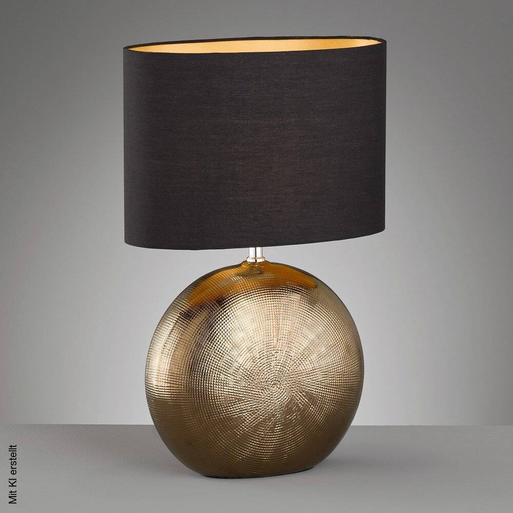 Fischer & Honsel Keramik-Tischleuchte 50556 Foro bronze schwarz Keramik Stoff E27 1 Brennstellen