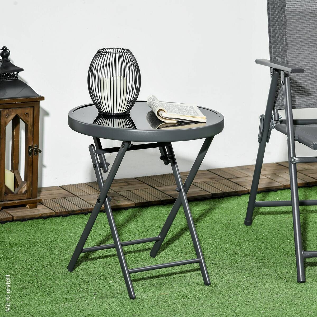 Outsunny Beistelltisch schwarz Metall B/H/L: ca. 45x50x45 cm