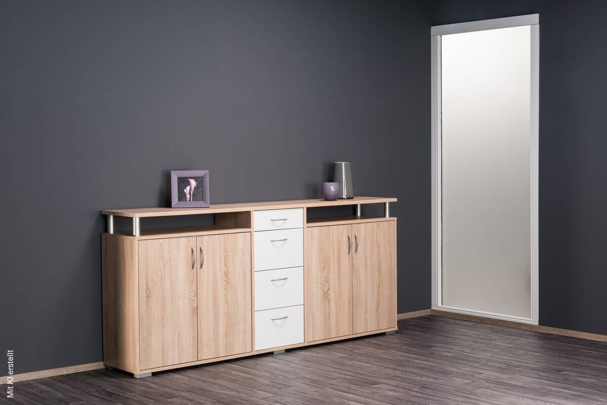 Sideboard Maximo Eiche Sonoma Nachbildung weiß B/H/T: ca. 208x94x38 cm