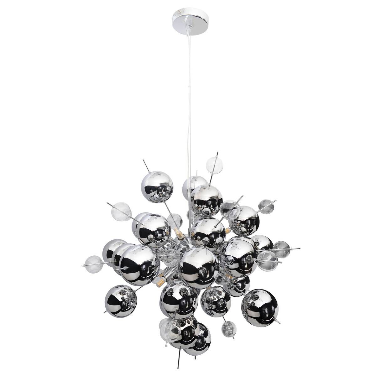 Näve Leuchten Pendelleuchte Chrom Glas Metall B/H/T/D: ca. 65x193x65x65 cm G9 10 Brennstellen