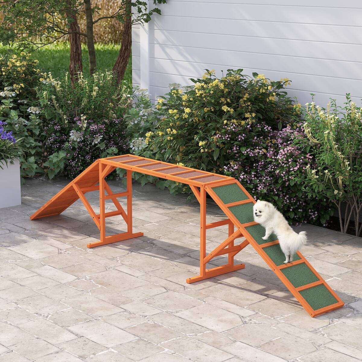 PawHut Hunde Agility Steg orange Holz B/H/L: ca. 55x60x335 cm