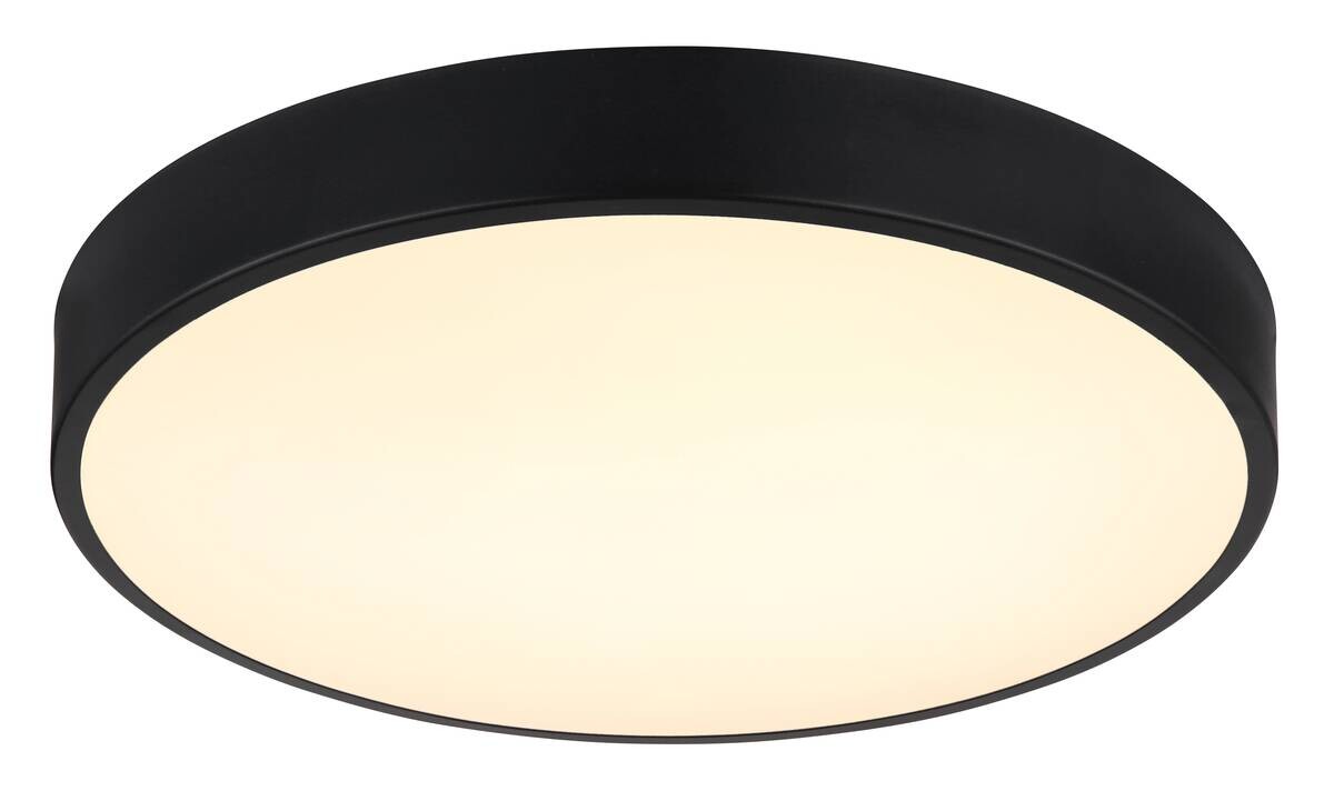 GLOBO LED-Deckenleuchte mattschwarz Opal Kunststoff Metall H/D: ca. 7x37,8 cm 1 Brennstellen