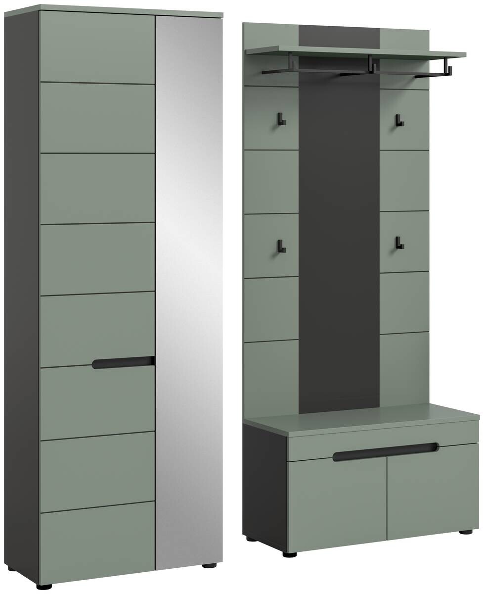 Garderobe Canu grün basaltgrau Nachbildung B/H/T: ca. 160x190x37 cm