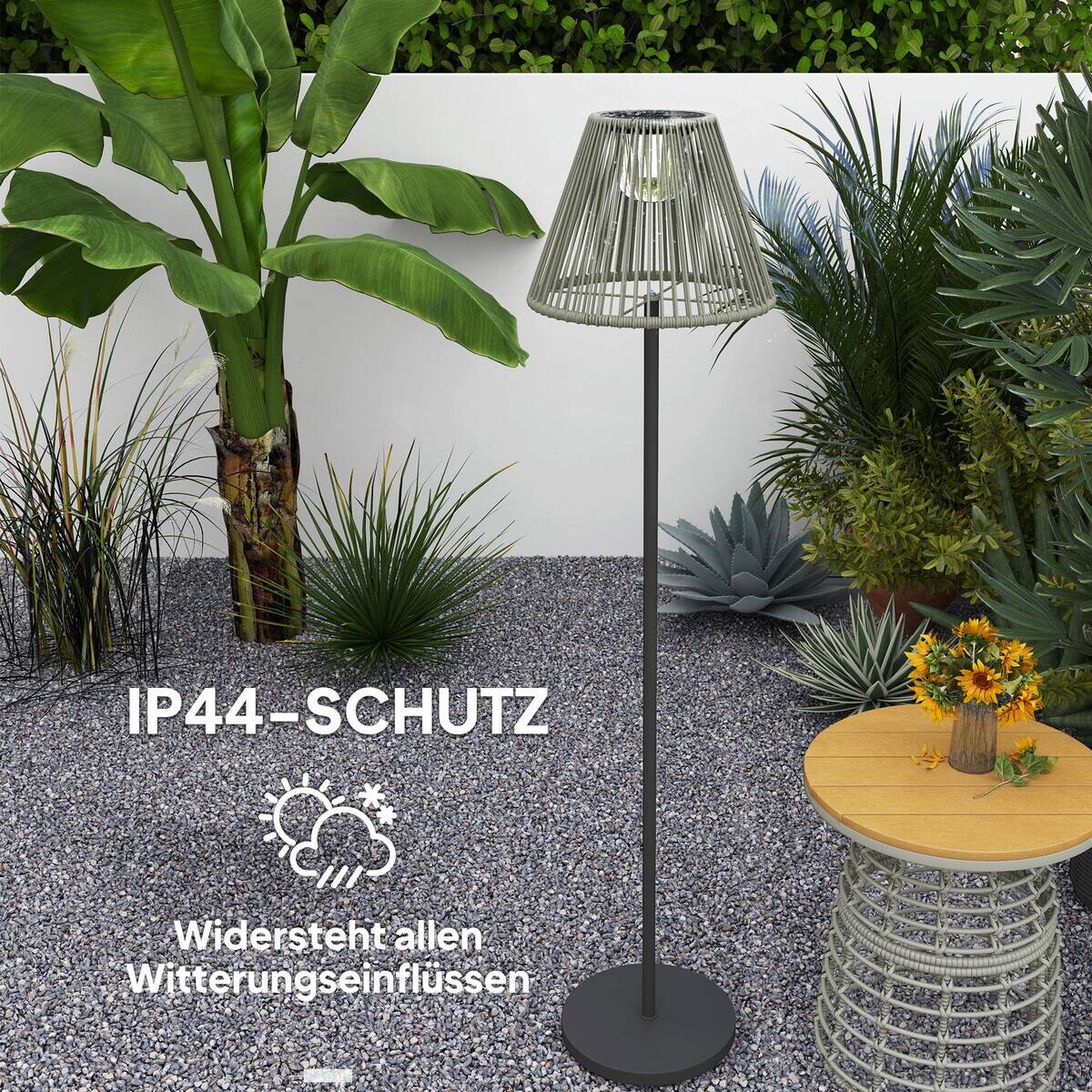 Solarleuchte grau Polyethylen Stahl B/H/L: ca. 33x135x33 cm
