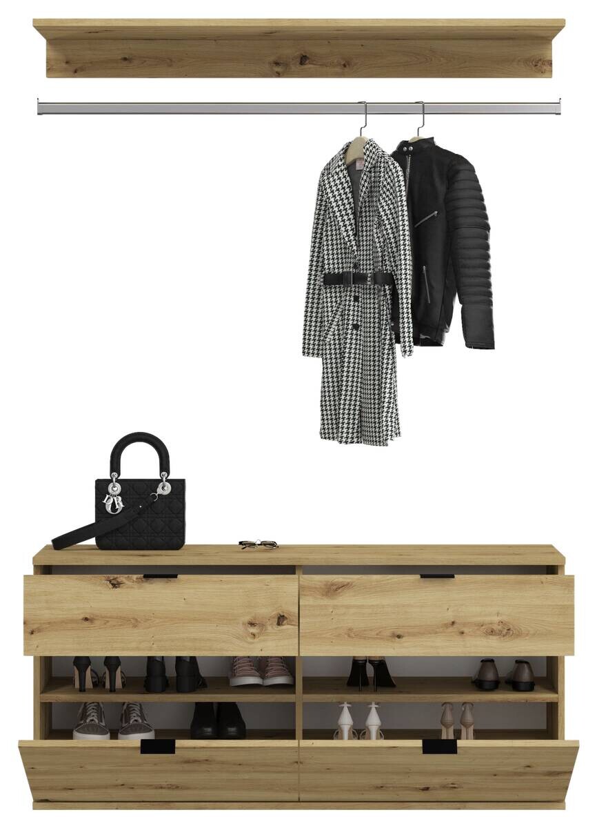 Garderobe PROJEKT Eiche Artisan Nachbildung Spiegel B/H/T: ca. 212x193x34 cm