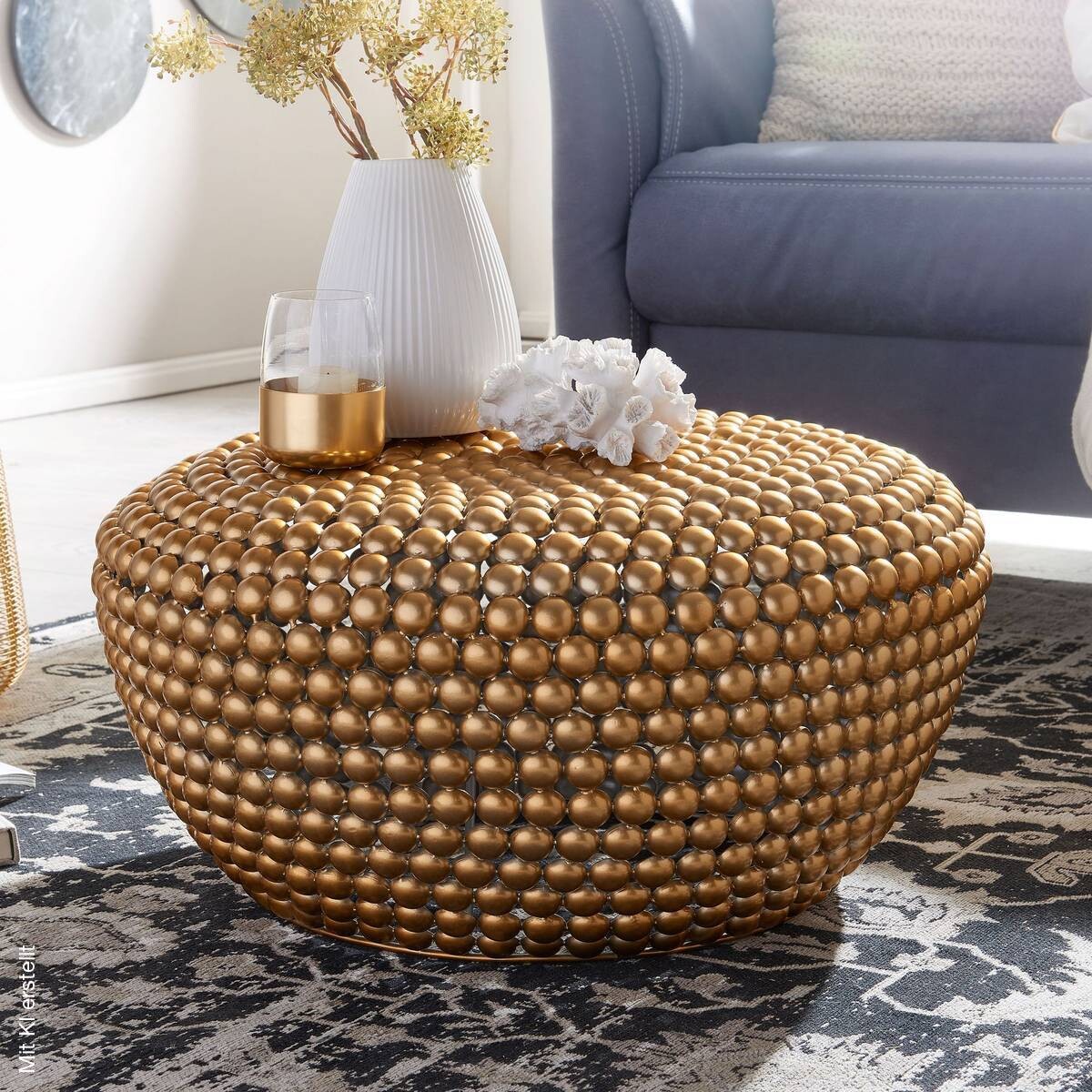 Couchtisch gold B/H/T: ca. 60x30x60 cm