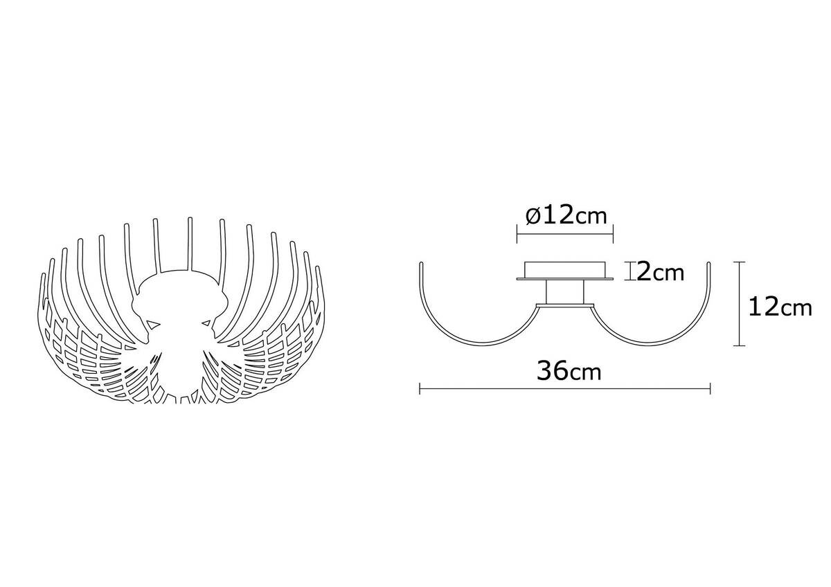 Opviq Deckenleuchte Aspendos schwarz Metall B/H/T/L/D: ca. 36x12x36x36x36 cm E27 1 Brennstellen