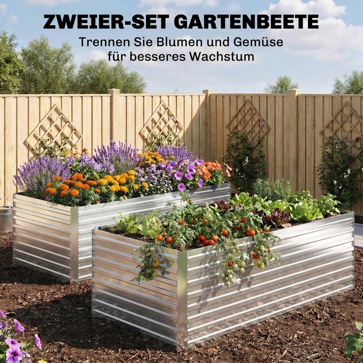 Outsunny Hochbeet silber B/H/T/L: ca. 90x60x90x180 cm