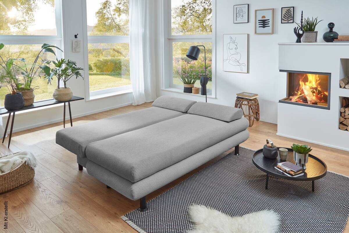 Schlafsofa Bern silber Microfaser B/H/T: ca. 190x93x92 cm