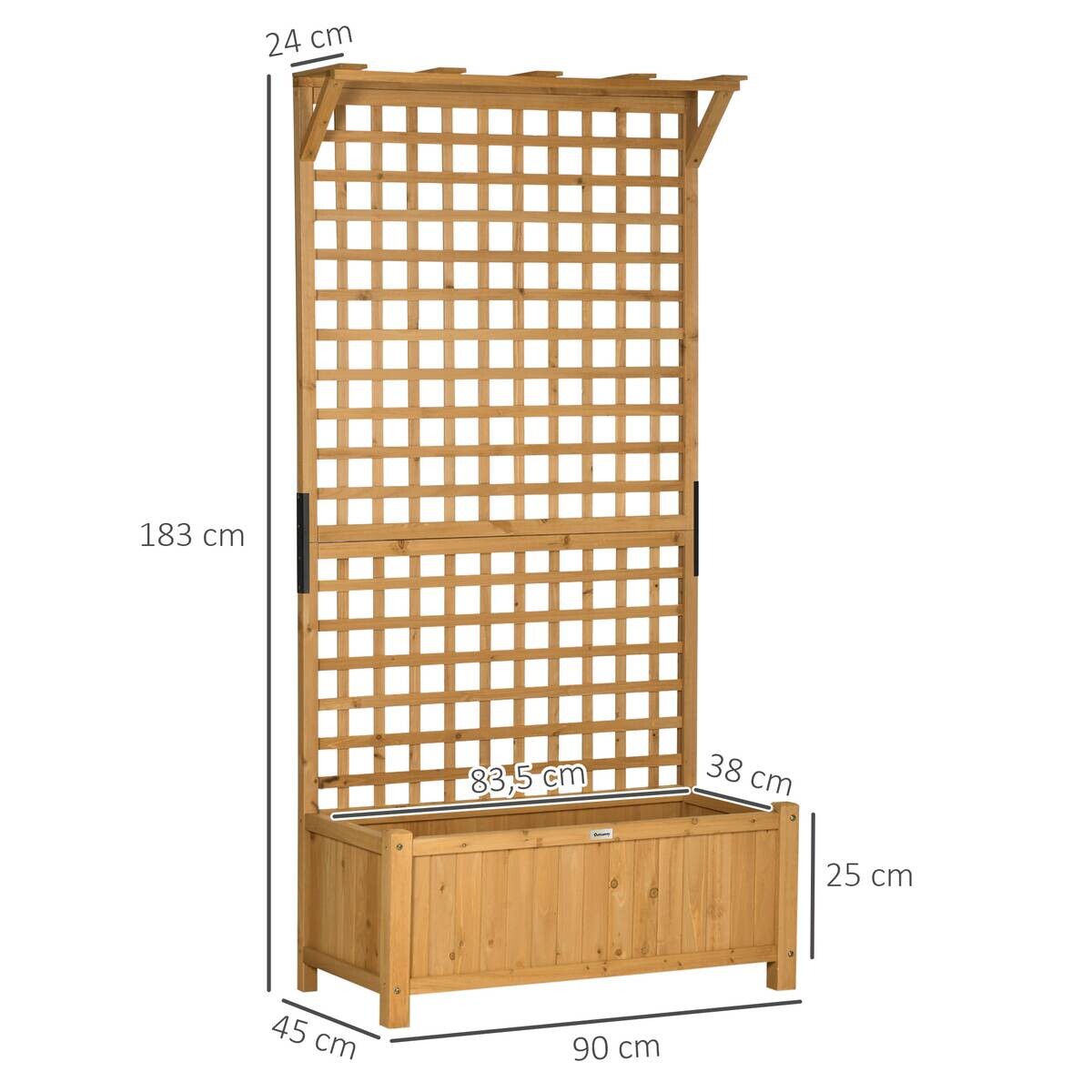 Outsunny Hochbeet gelb Holz B/H/L: ca. 45x183x90 cm