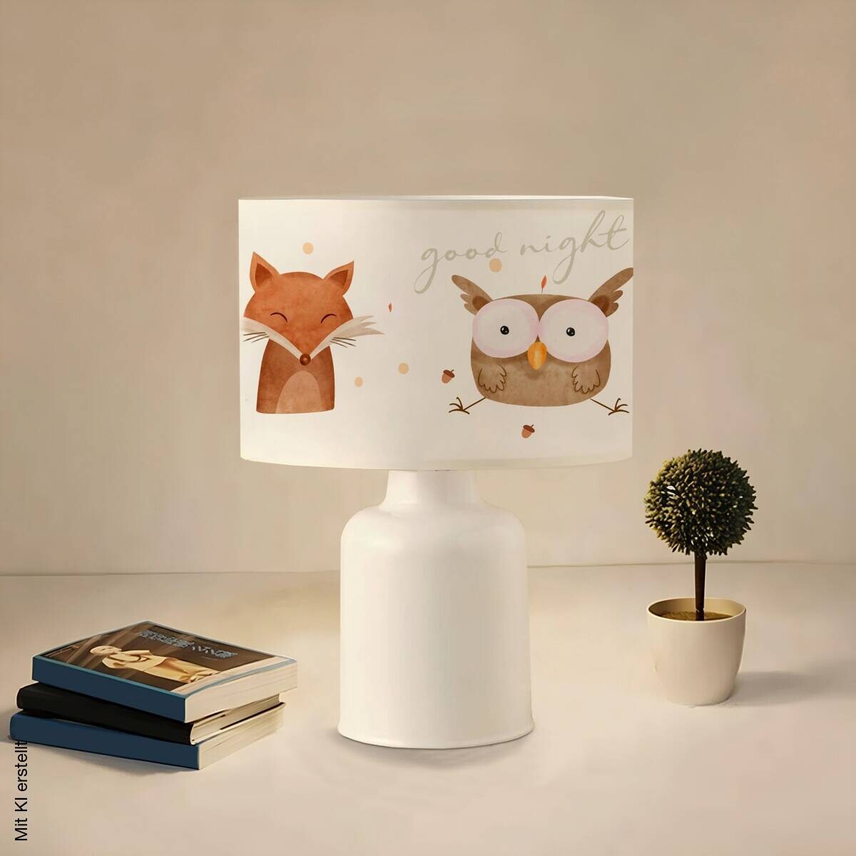 Tischleuchte mehrfarbig Kunststoff Stoff B/H/L/D: ca. 24x32x24x24 cm E27 1 Brennstellen