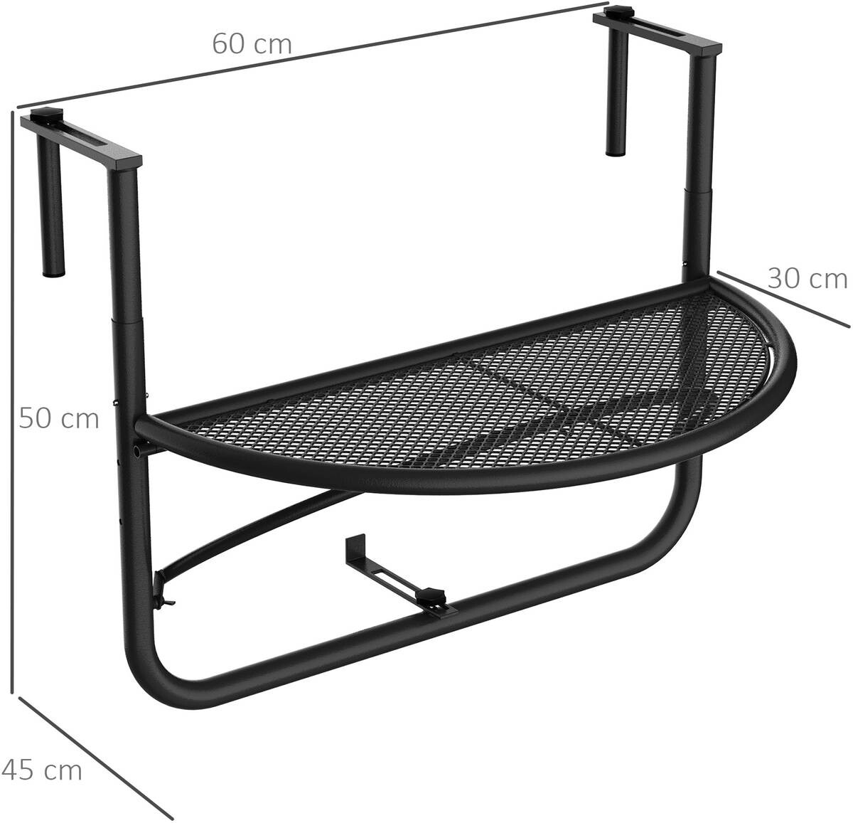 Outsunny Balkonhängetisch schwarz Metall B/H/L: ca. 45x50x60 cm