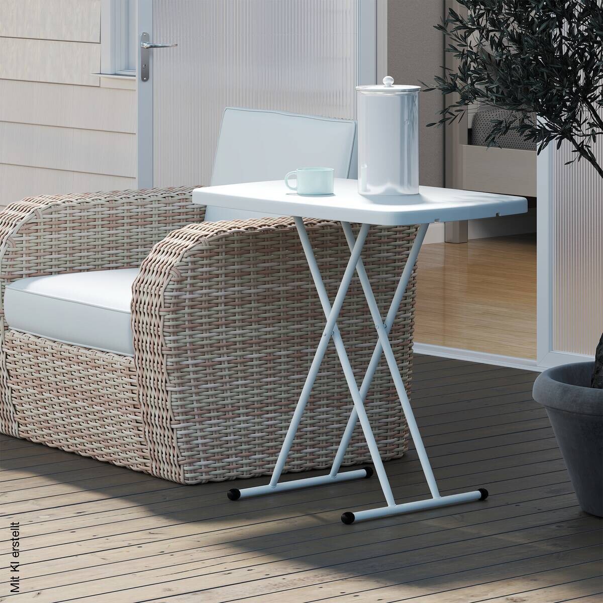 Outsunny Couchtisch weiß Kunststoff B/H/L: ca. 50x74x76 cm