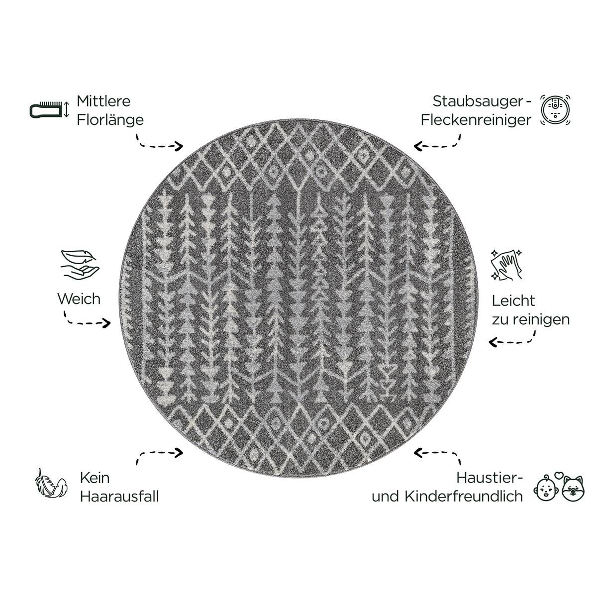 Sanat Teppich anthrazit B/L: ca. 150x150 cm